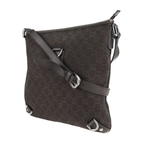 GUCCI Abbey Line Shoulder Bag 268642 GG Canvas Leather Dark Brown Messenger - Picture 2 of 9